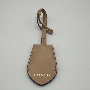 Coach Leather Key Fob in Tan with Gold Logo